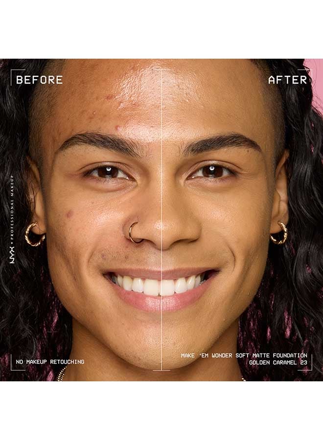 NYX PROFESSIONAL MAKEUP Make 'EM Wonder, 24H Soft Matte Foundation, Undetectable  Finish, Golden Caramel - Image 4